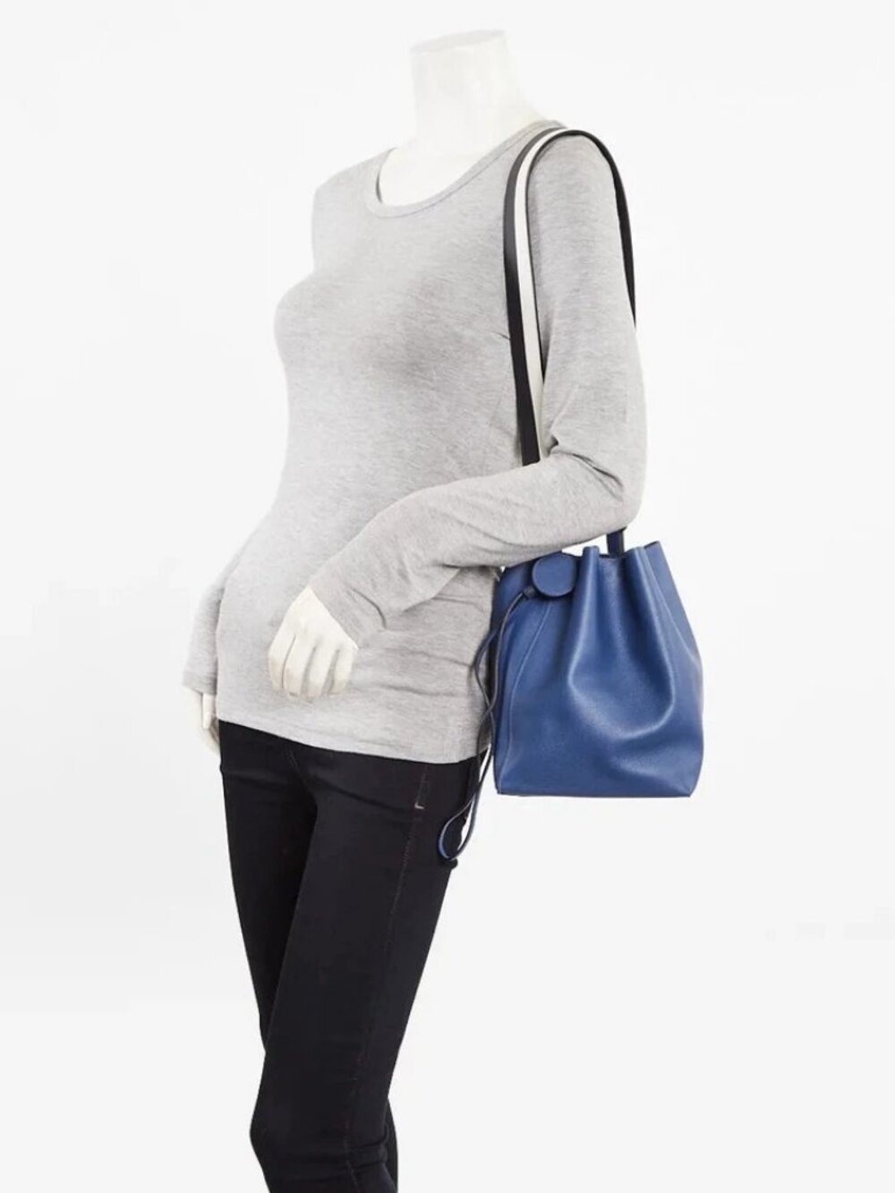 Hermes Bleu Brighton/Indgio/Blanc Evercolor Leather Licol 17 Bag